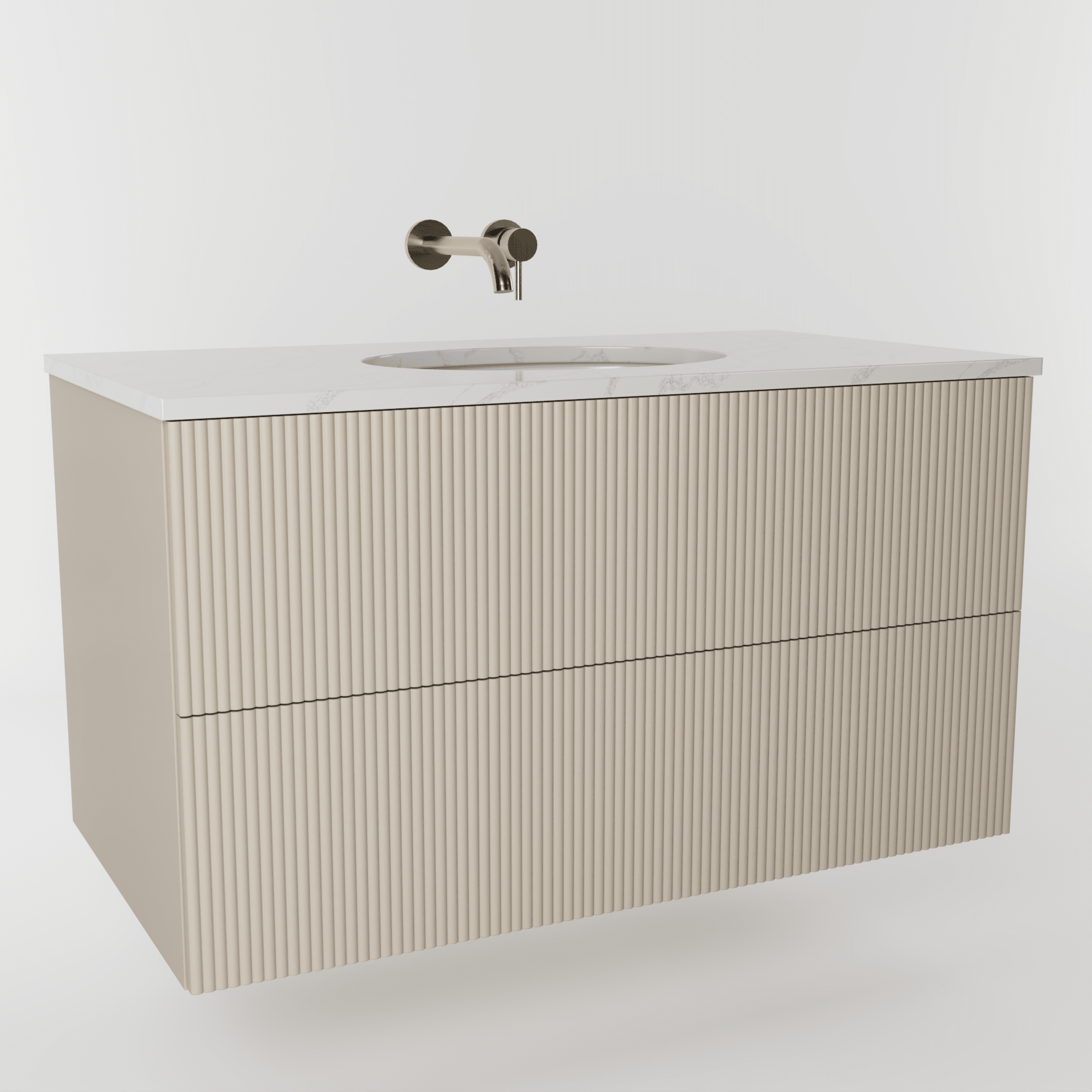 The Reeded | Undermounted | Painted Vanity 1000mm Elephants Breath - Mockridge Design