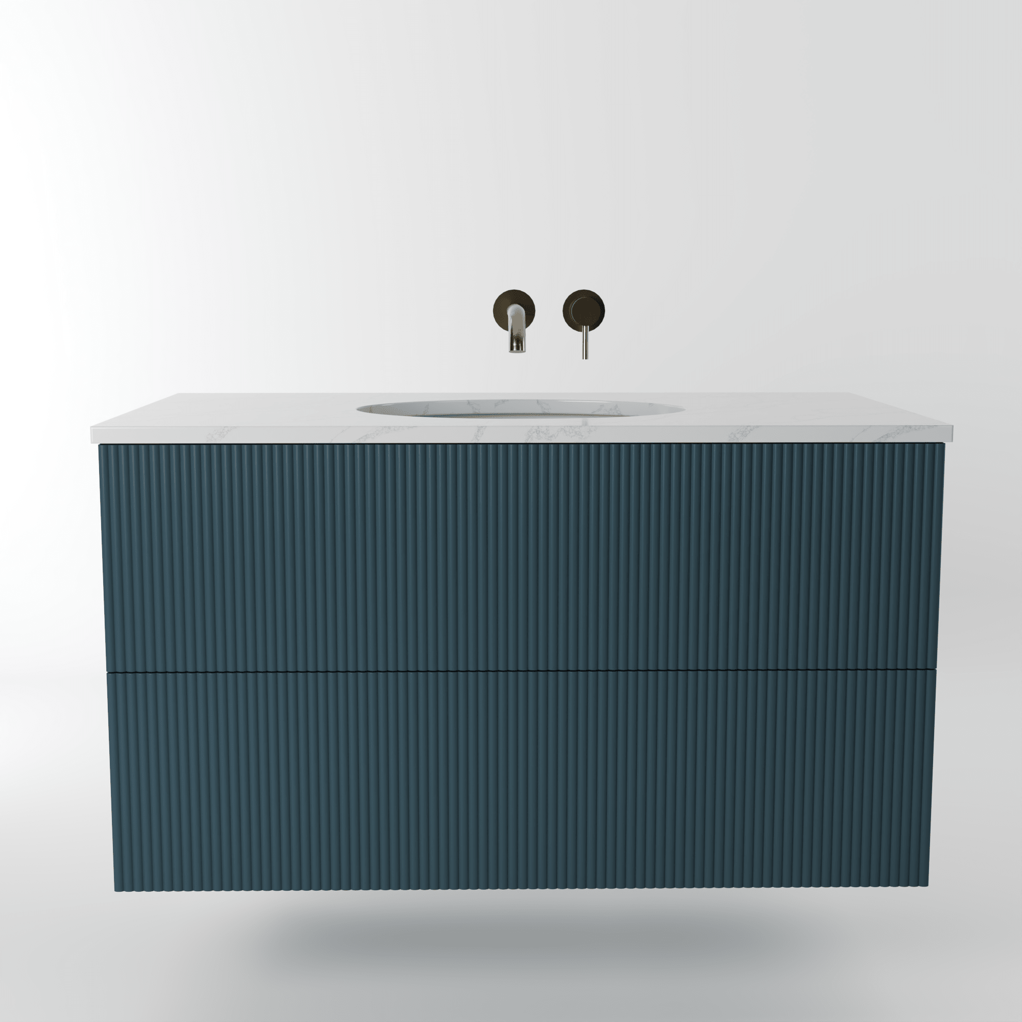 The Reeded | Undermounted | Painted Vanity 1000mm Stiffkey Blue - Mockridge Design