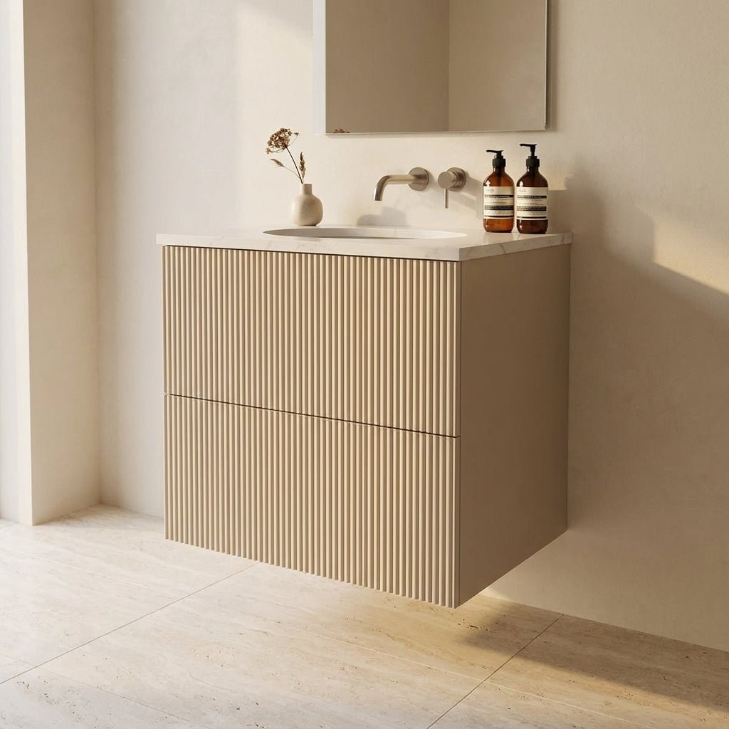 The Reeded | Undermounted | Painted Vanity 600mm Elephants Breath - Mockridge Design