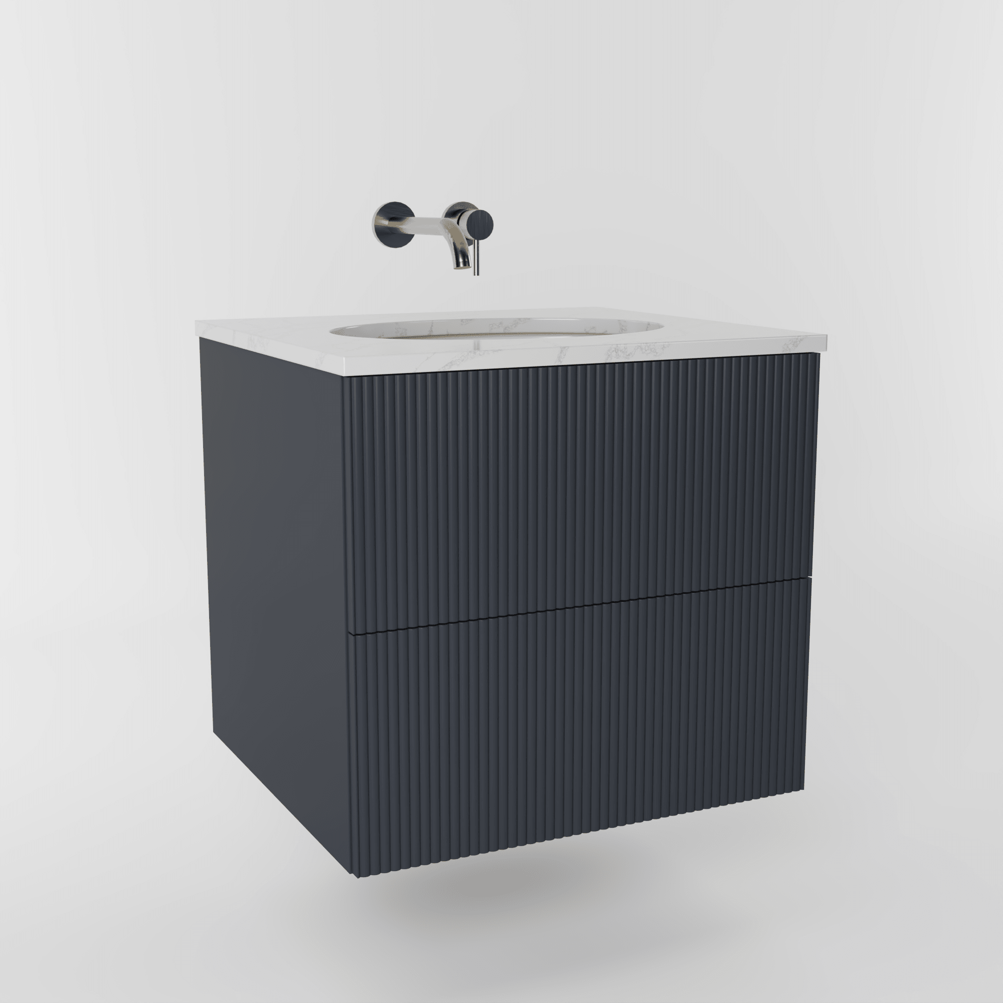 The Reeded | Undermounted | Painted Vanity 600mm Railings - Mockridge Design