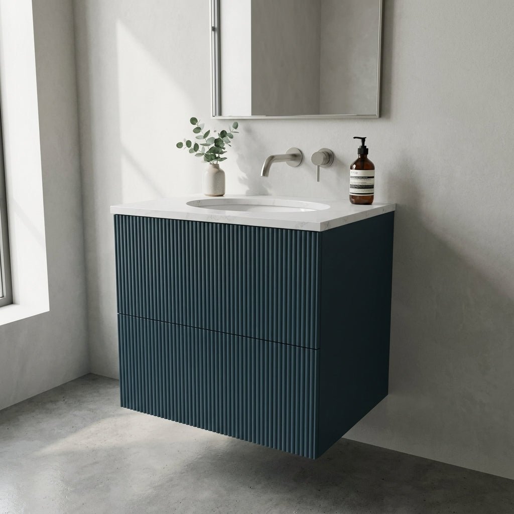 The Reeded | Undermounted | Painted Vanity 600mm Stiffkey Blue - Mockridge Design