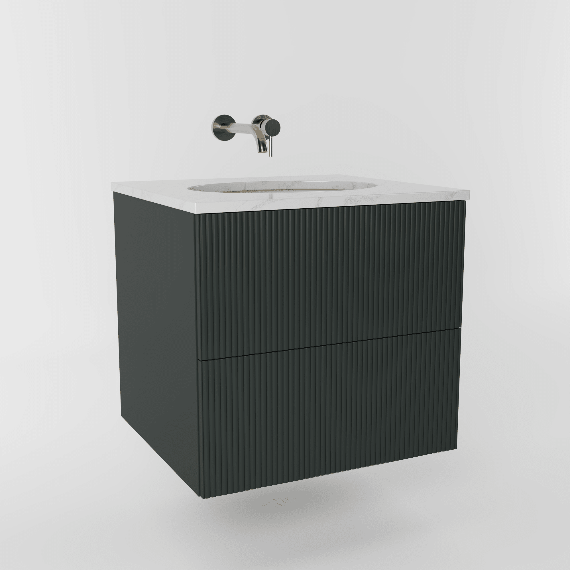 The Reeded | Undermounted | Painted Vanity 600mm Studio Green - Mockridge Design