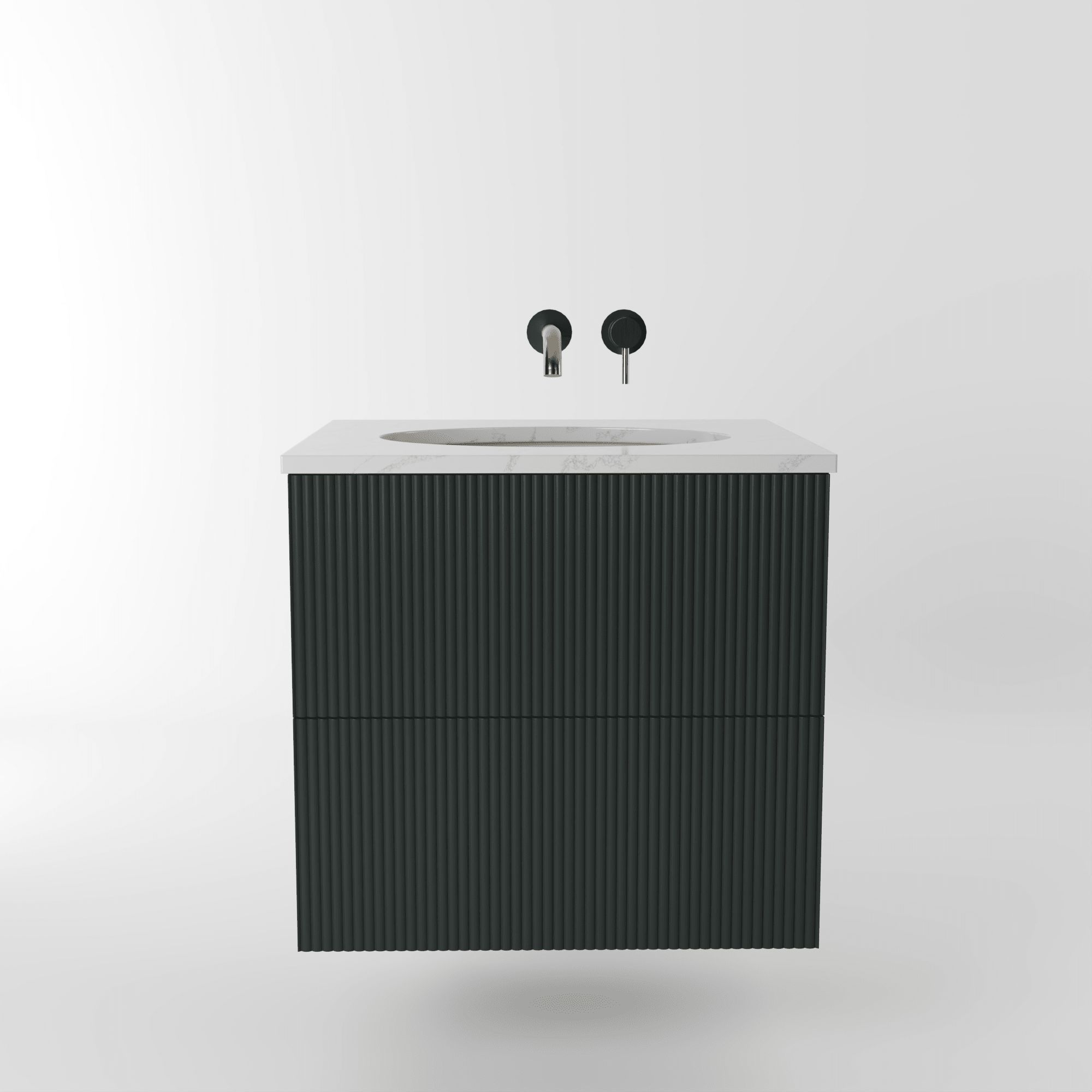 The Reeded | Undermounted | Painted Vanity 600mm Studio Green - Mockridge Design