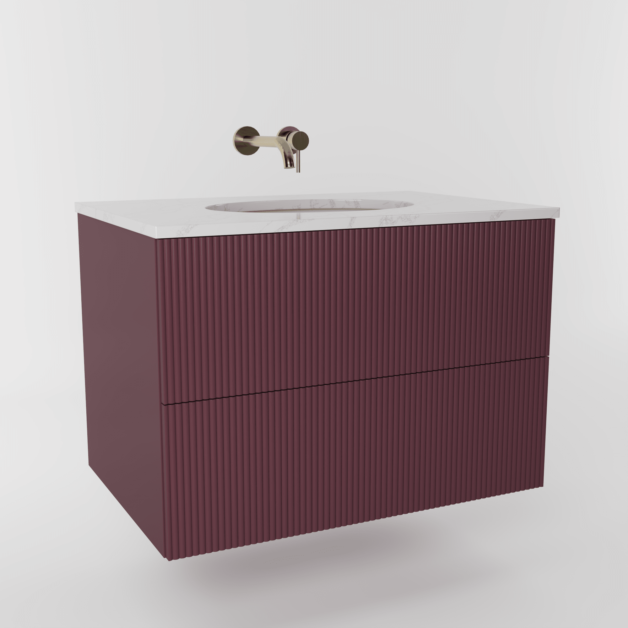 The Reeded | Undermounted | Painted Vanity 800mm Brinjal - Mockridge Design