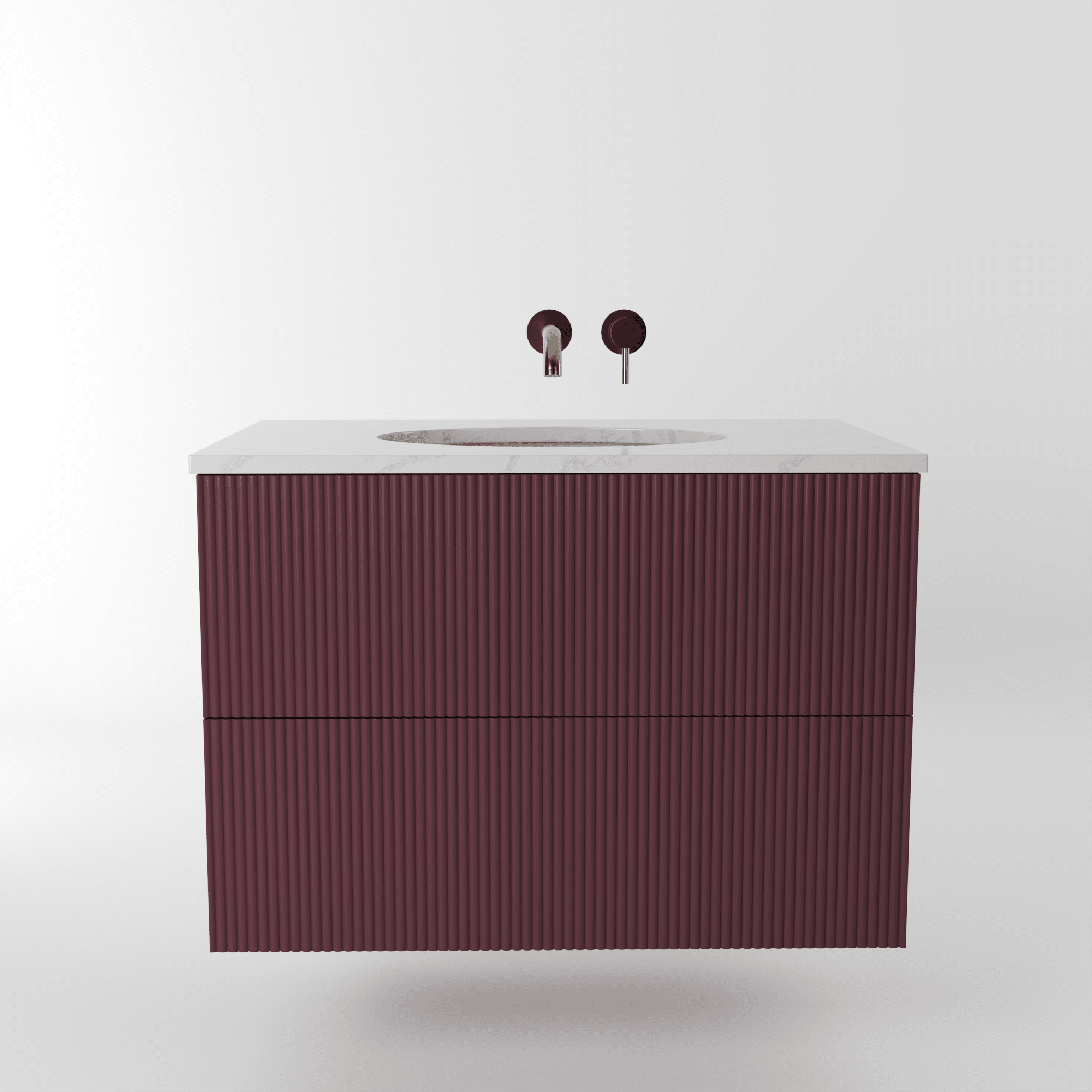 The Reeded | Undermounted | Painted Vanity 800mm Brinjal - Mockridge Design