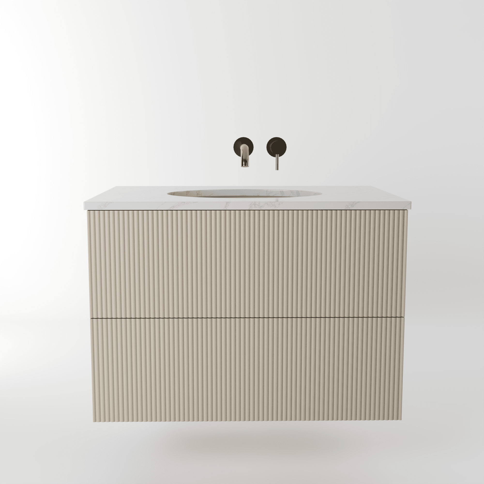 The Reeded | Undermounted | Painted Vanity 800mm Elephants Breath - Mockridge Design