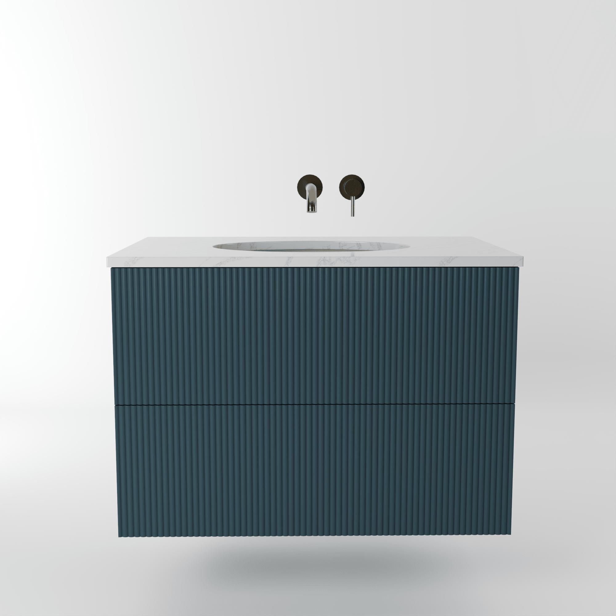 The Reeded | Undermounted | Painted Vanity 800mm Stiffkey Blue - Mockridge Design