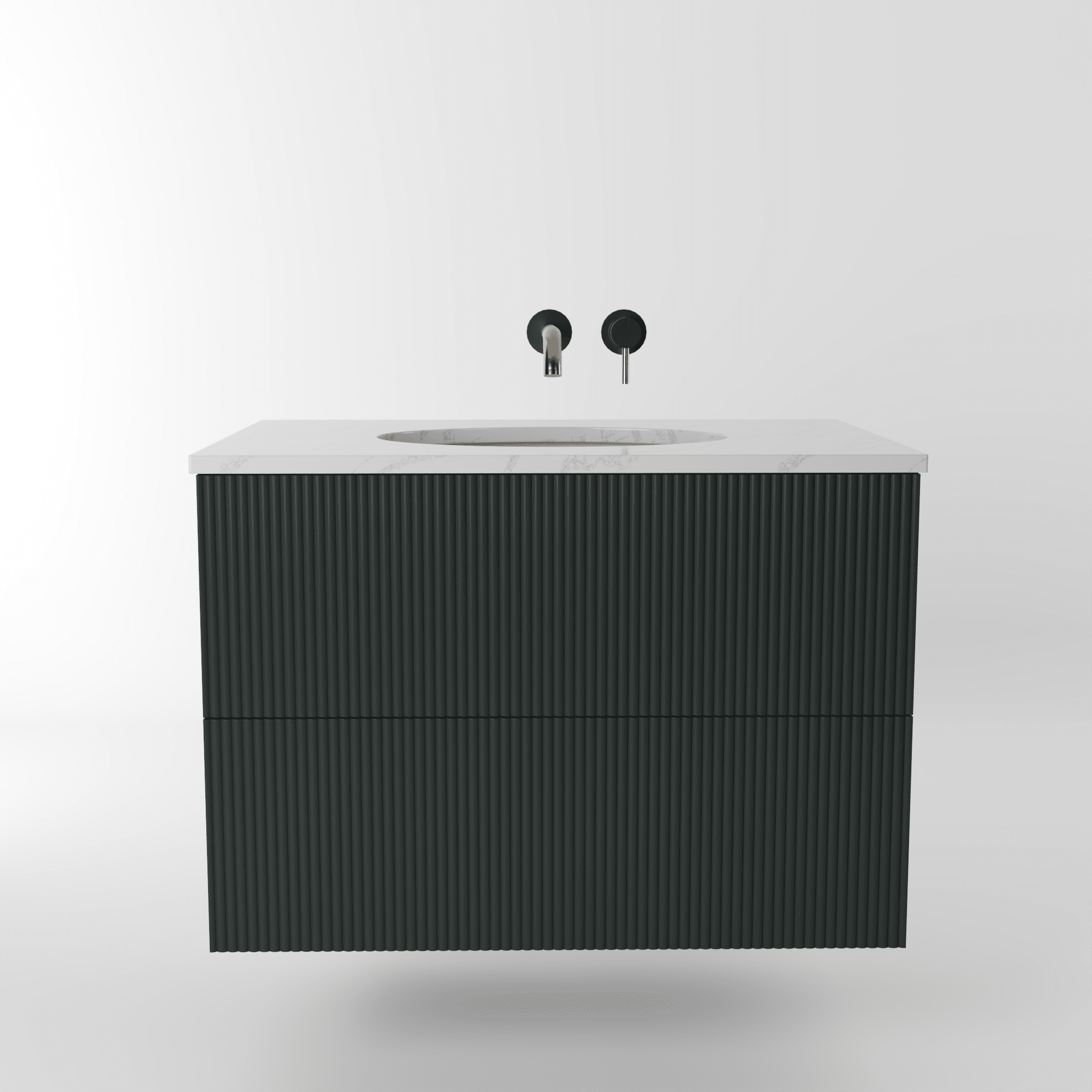 The Reeded | Undermounted | Painted Vanity 800mm Studio Green - Mockridge Design
