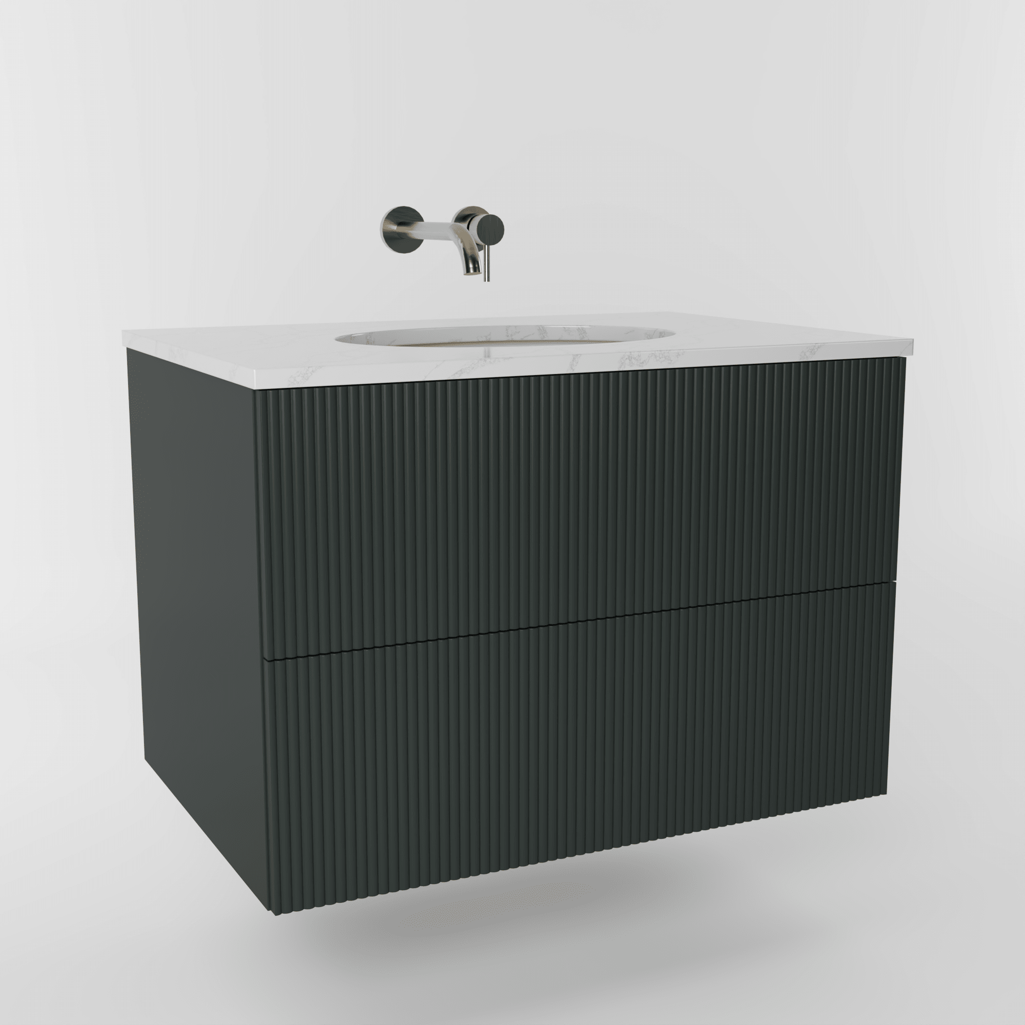 The Reeded | Undermounted | Painted Vanity 800mm Studio Green - Mockridge Design