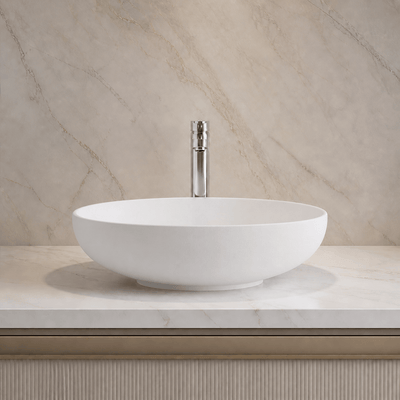 Arezzo Oval Curved | Countertop Basin | Ceramic | Matte white - Mockridge Design