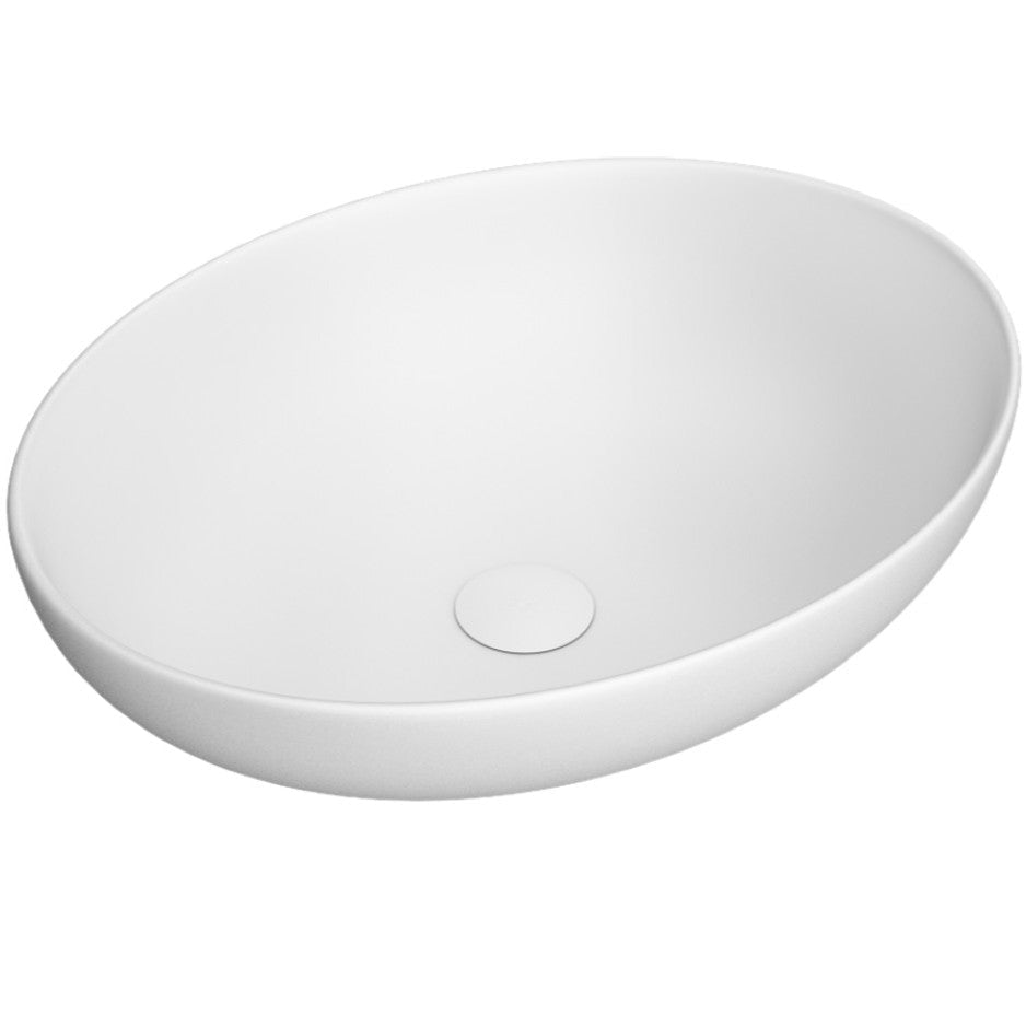 Arezzo Oval Curved | Countertop Basin | Ceramic | Matte white - Mockridge Design