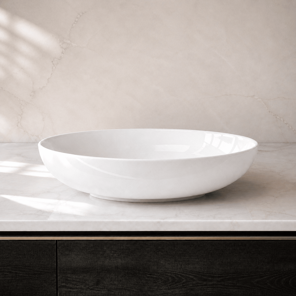 Arezzo Oval Curved | Countertop Basin | Ceramic | White Gloss - Mockridge Design