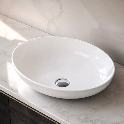 Arezzo Oval Curved | Countertop Basin | Ceramic | White Gloss - Mockridge Design