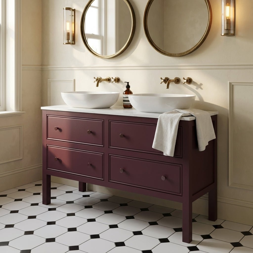The Chester | Painted Beaded Double Vanity 1200mm Brinjal - Mockridge Design