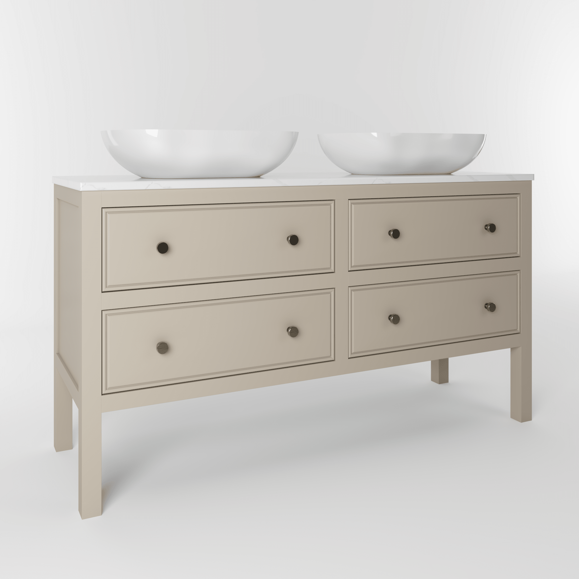 The Chester | Painted Beaded Double Vanity 1400mm Elephants Breath - Mockridge Design