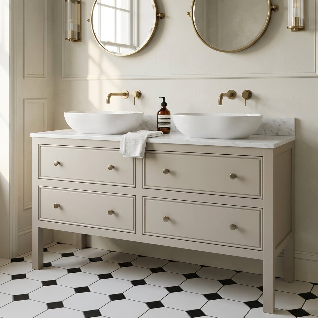 The Chester | Painted Beaded Double Vanity 1400mm Elephants Breath - Mockridge Design