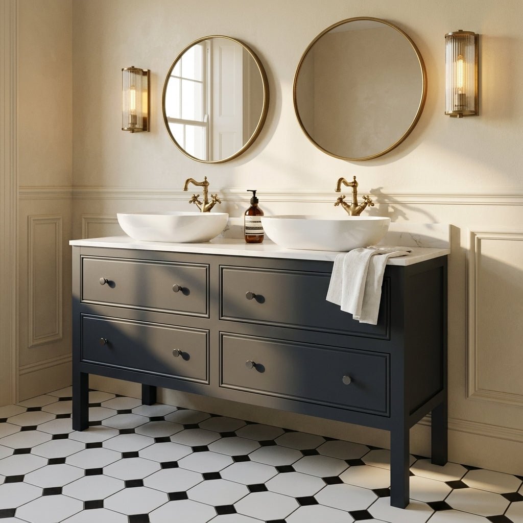 The Chester | Painted Beaded Double Vanity 1400mm Railings - Mockridge Design