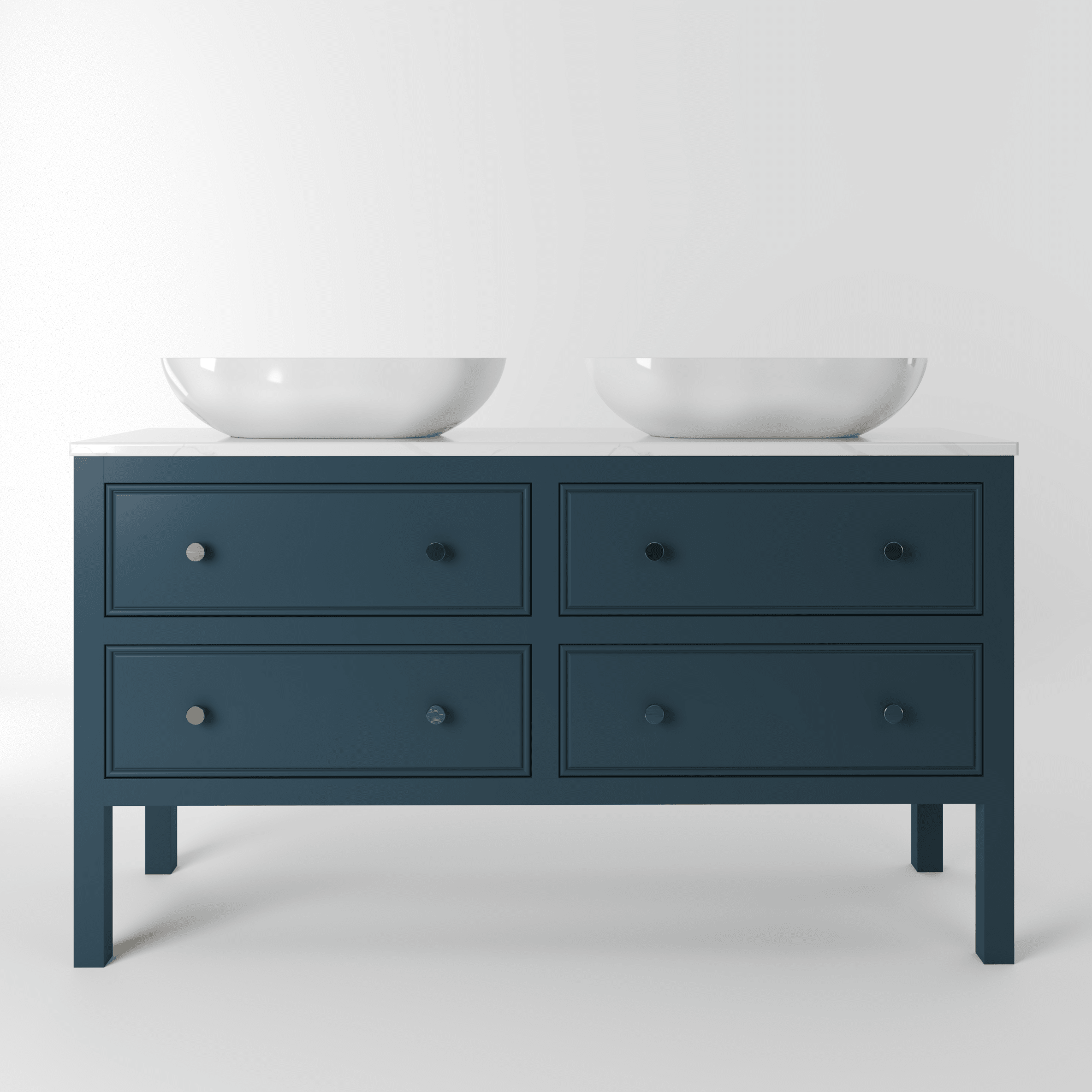 The Chester | Painted Beaded Double Vanity 1400mm Stiffkey Blue - Mockridge Design