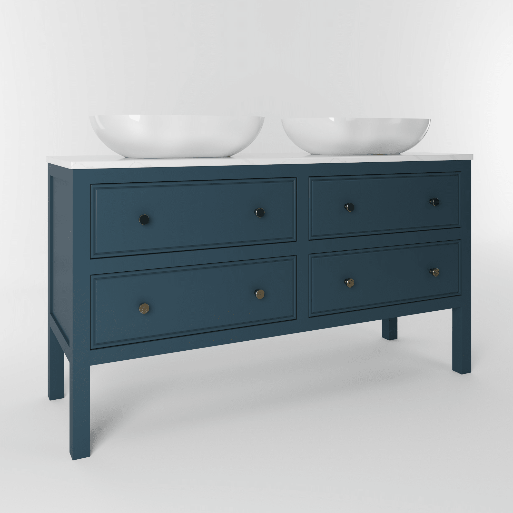 The Chester | Painted Beaded Double Vanity 1400mm Stiffkey Blue - Mockridge Design