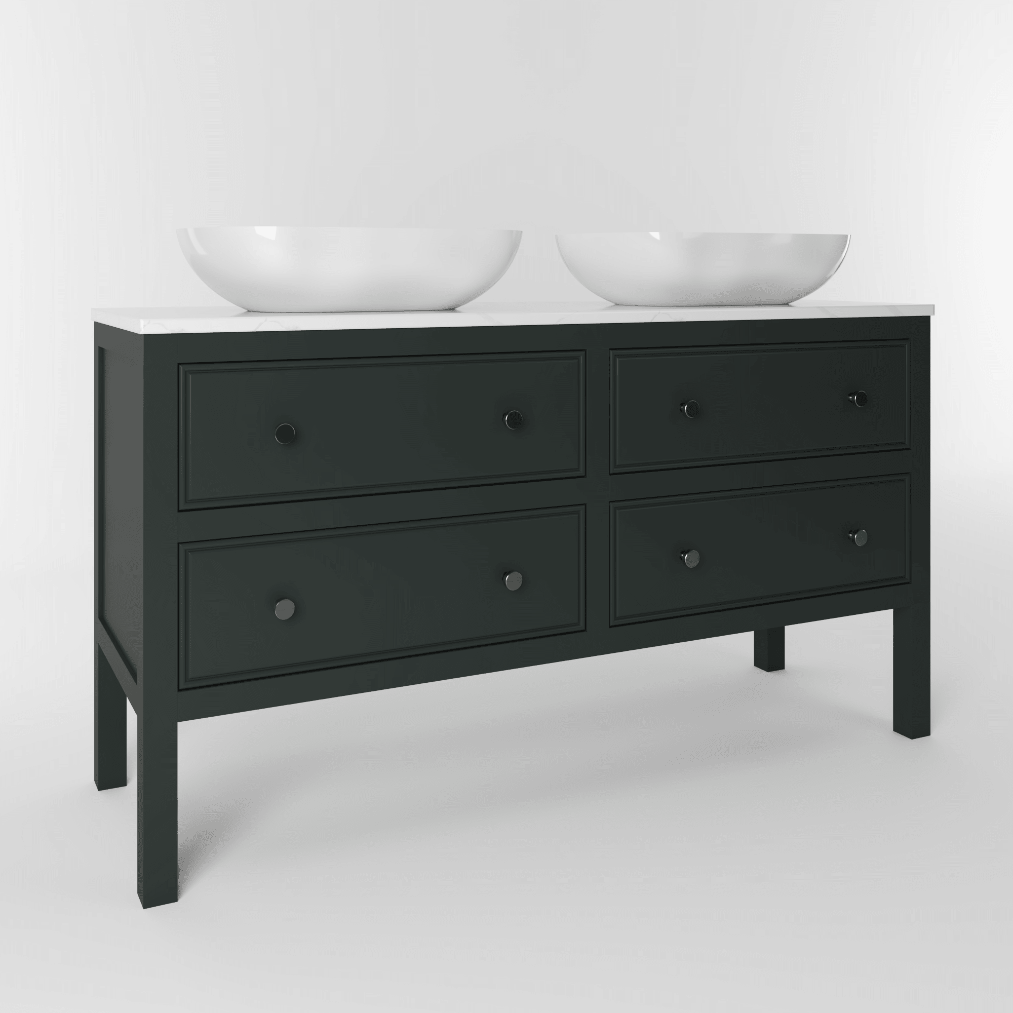 The Chester | Painted Beaded Double Vanity 1400mm Studio Green - Mockridge Design