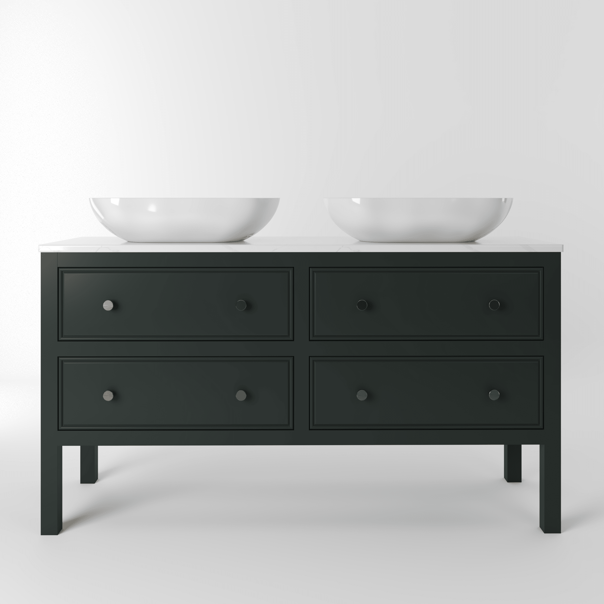 The Chester | Painted Beaded Double Vanity 1400mm Studio Green - Mockridge Design