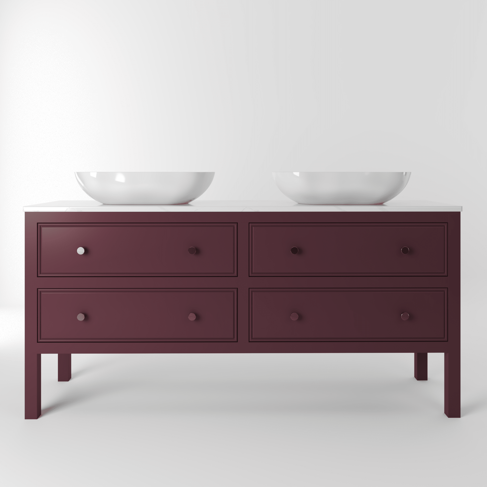 The Chester | Painted Beaded Double Vanity 1600mm Brinjal - Mockridge Design