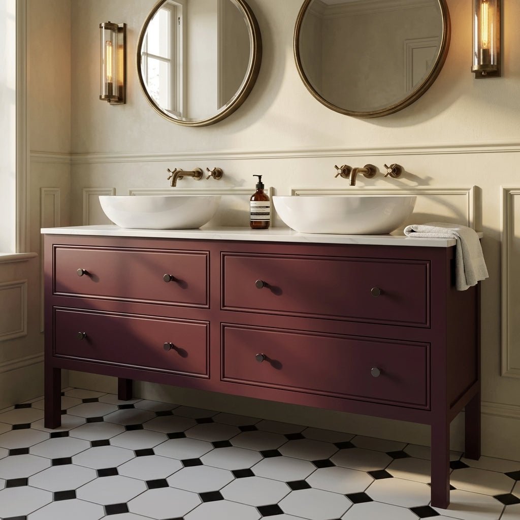 The Chester | Painted Beaded Double Vanity 1600mm Brinjal - Mockridge Design