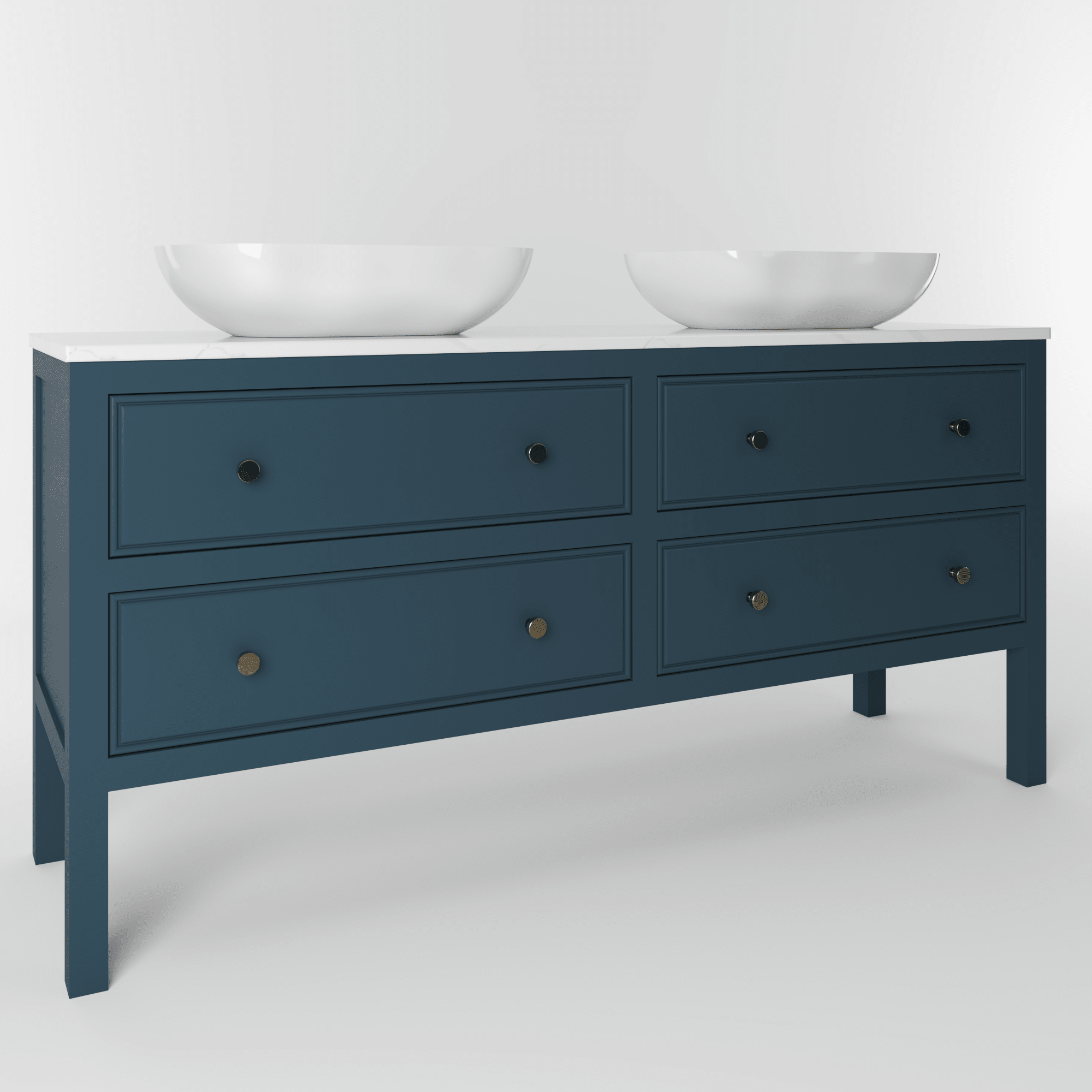 The Chester | Painted Beaded Double Vanity 1600mm Stiffkey Blue - Mockridge Design