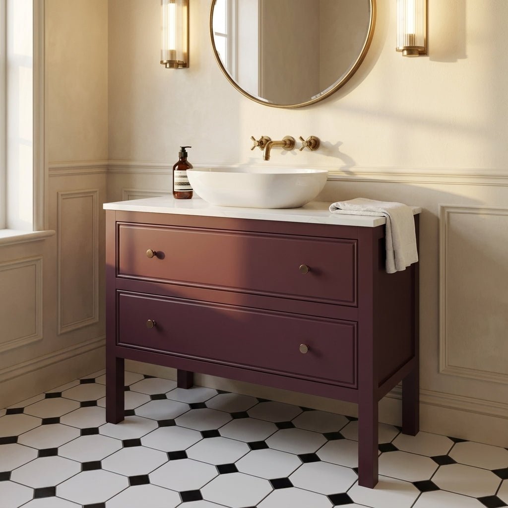 The Chester | Painted Beaded Vanity 1000mm Brinjal - Mockridge Design