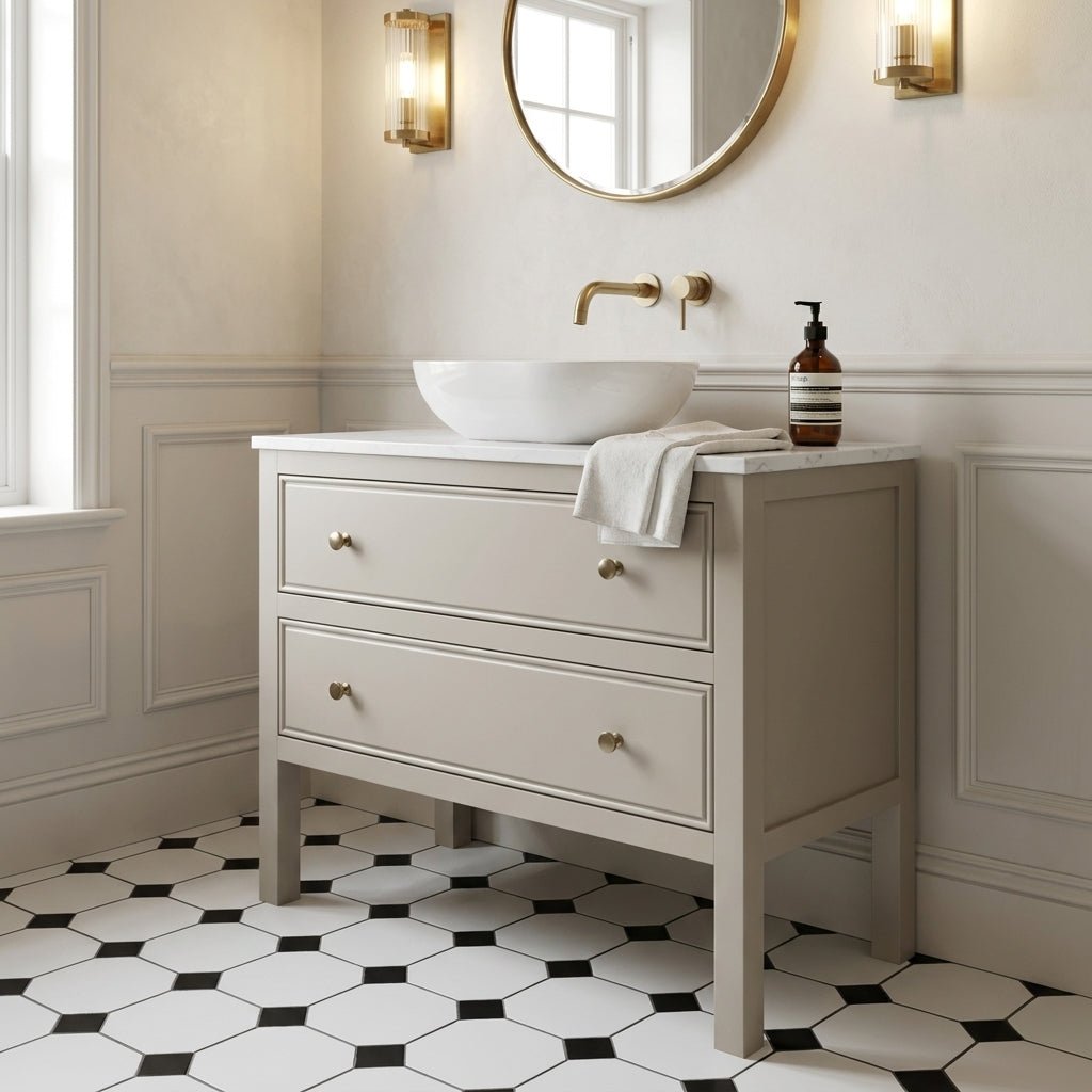 The Chester | Painted Beaded Vanity 1000mm Elephants Breath - Mockridge Design