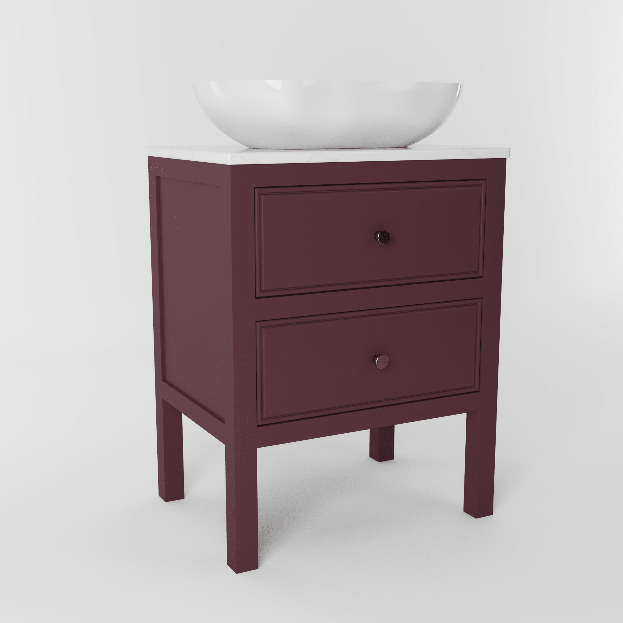 The Chester | Painted Beaded Vanity 600mm Brinjal - Mockridge Design