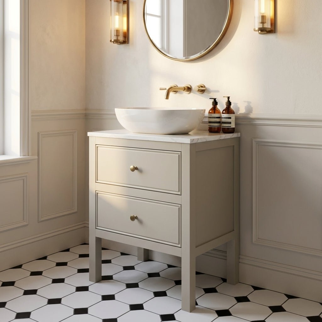 The Chester | Painted Beaded Vanity 600mm Elephants Breath - Mockridge Design