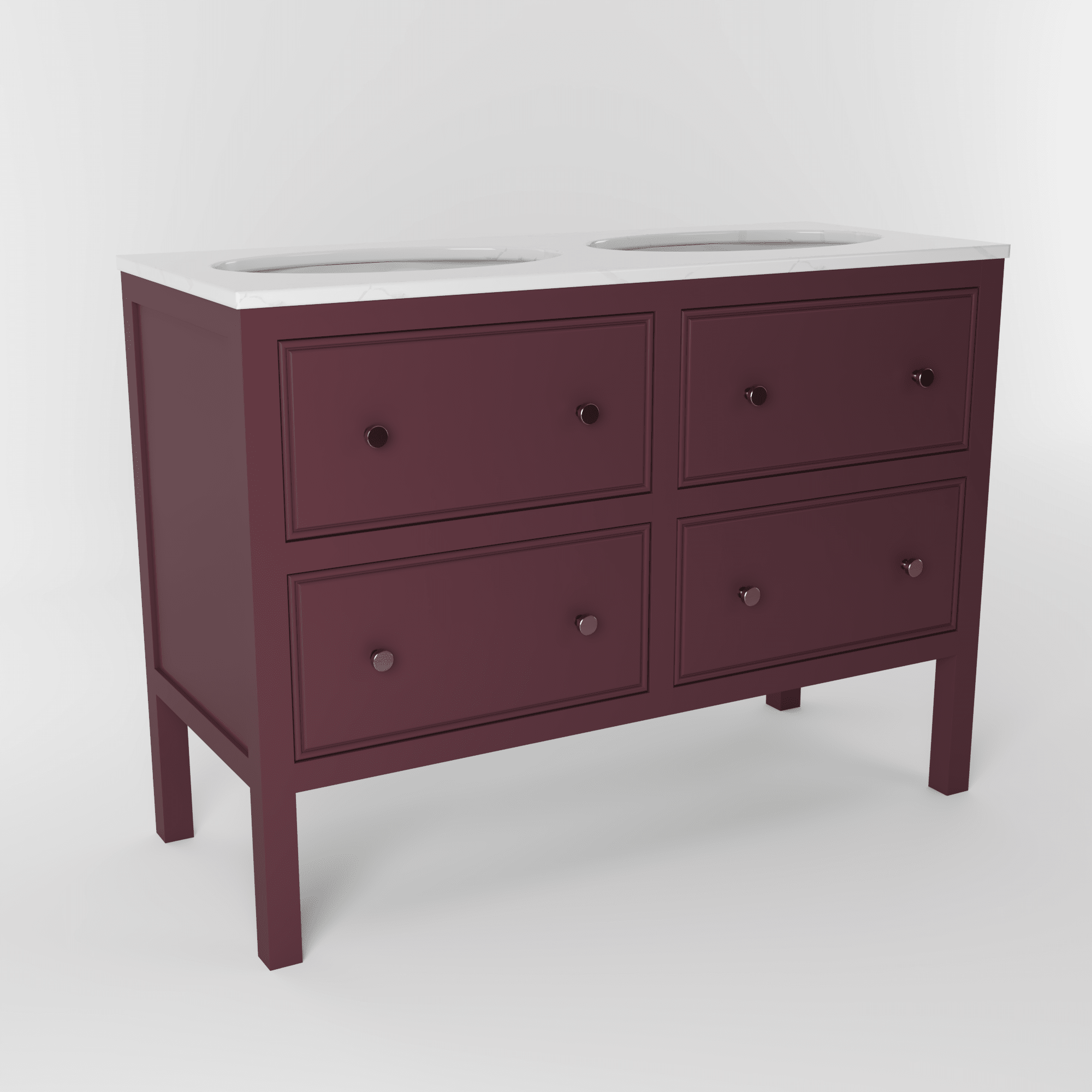 The Chester | Undermounted | Painted Beaded Double Vanity 1200mm Brinjal - Mockridge Design