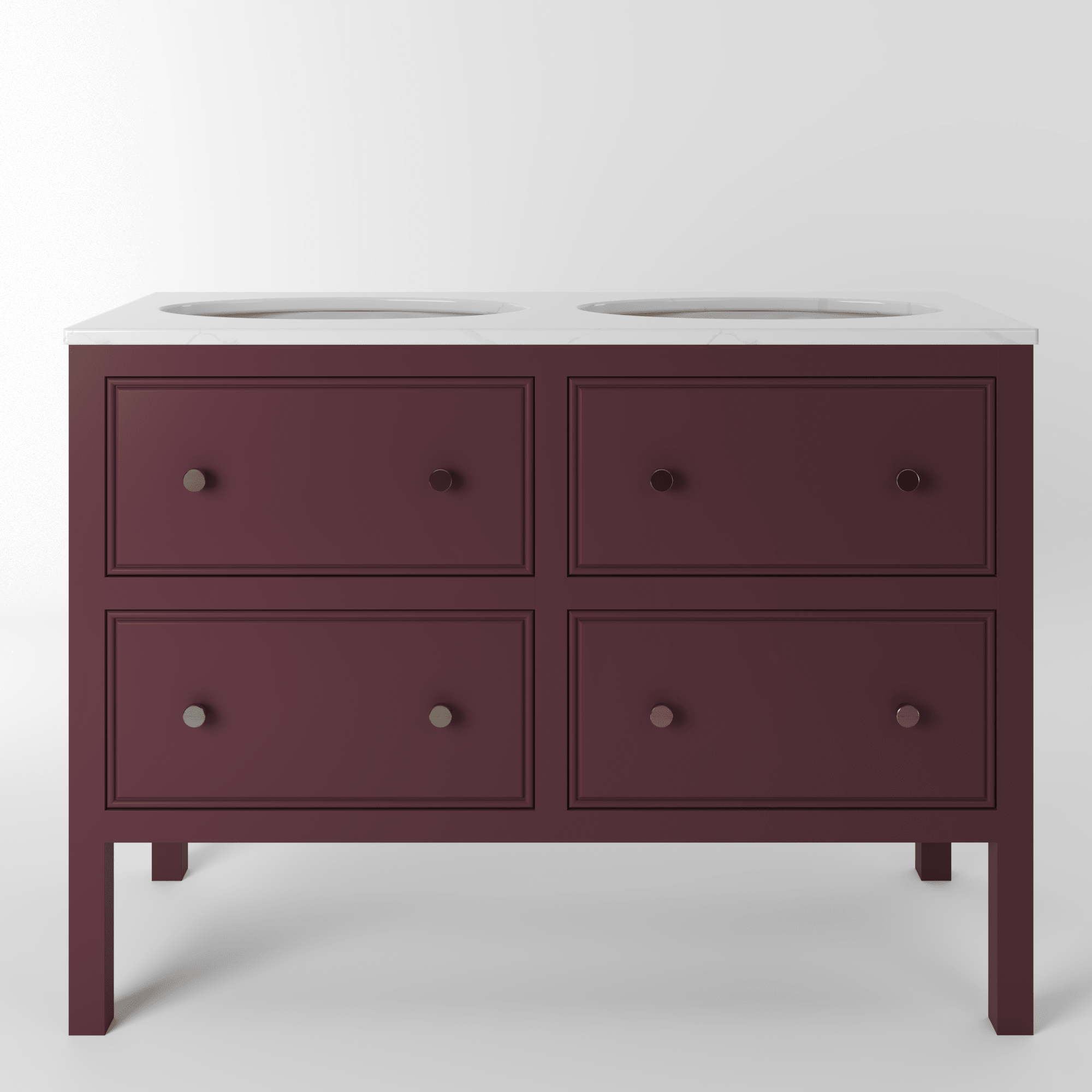 The Chester | Undermounted | Painted Beaded Double Vanity 1200mm Brinjal - Mockridge Design