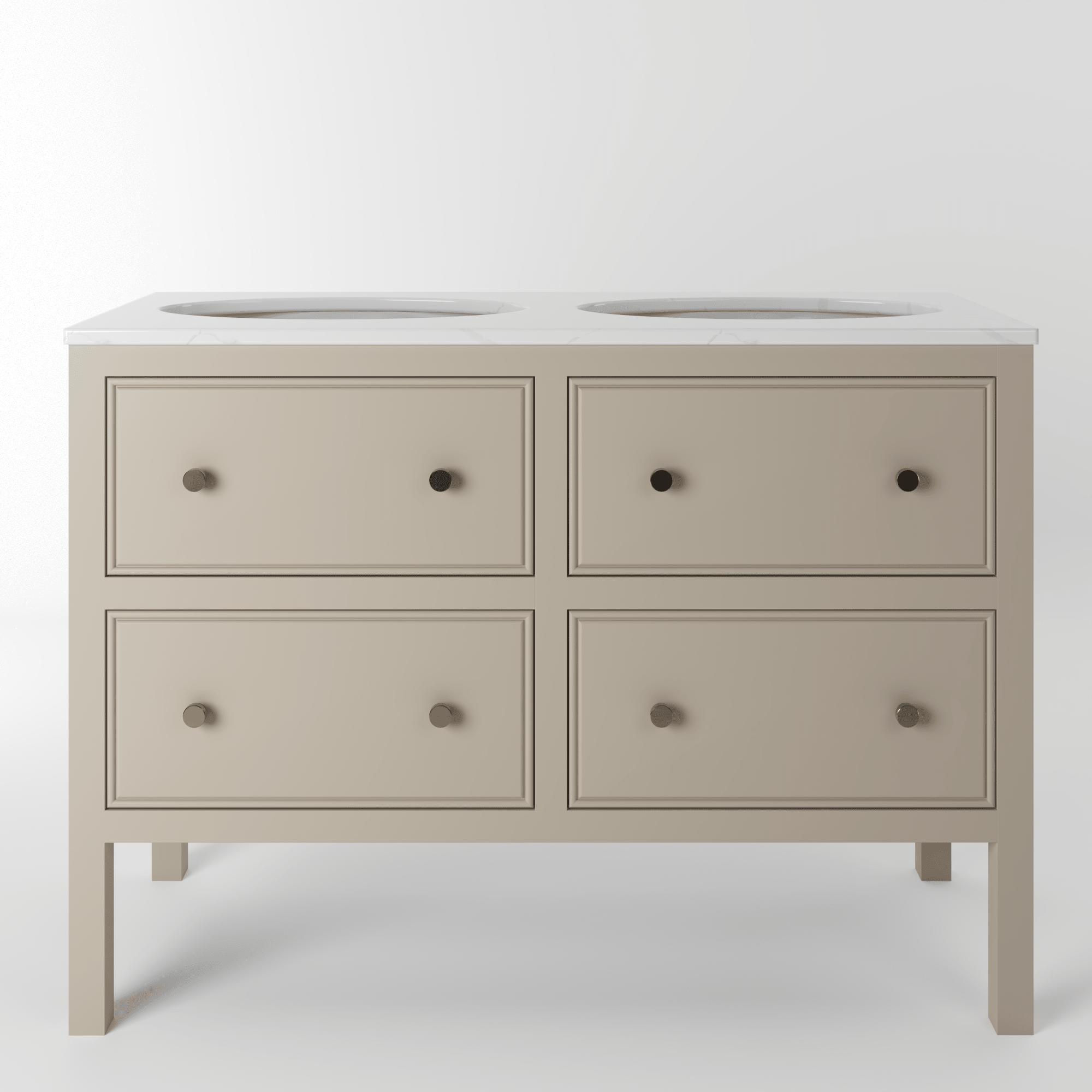 The Chester | Undermounted | Painted Beaded Double Vanity 1200mm Elephants Breath - Mockridge Design