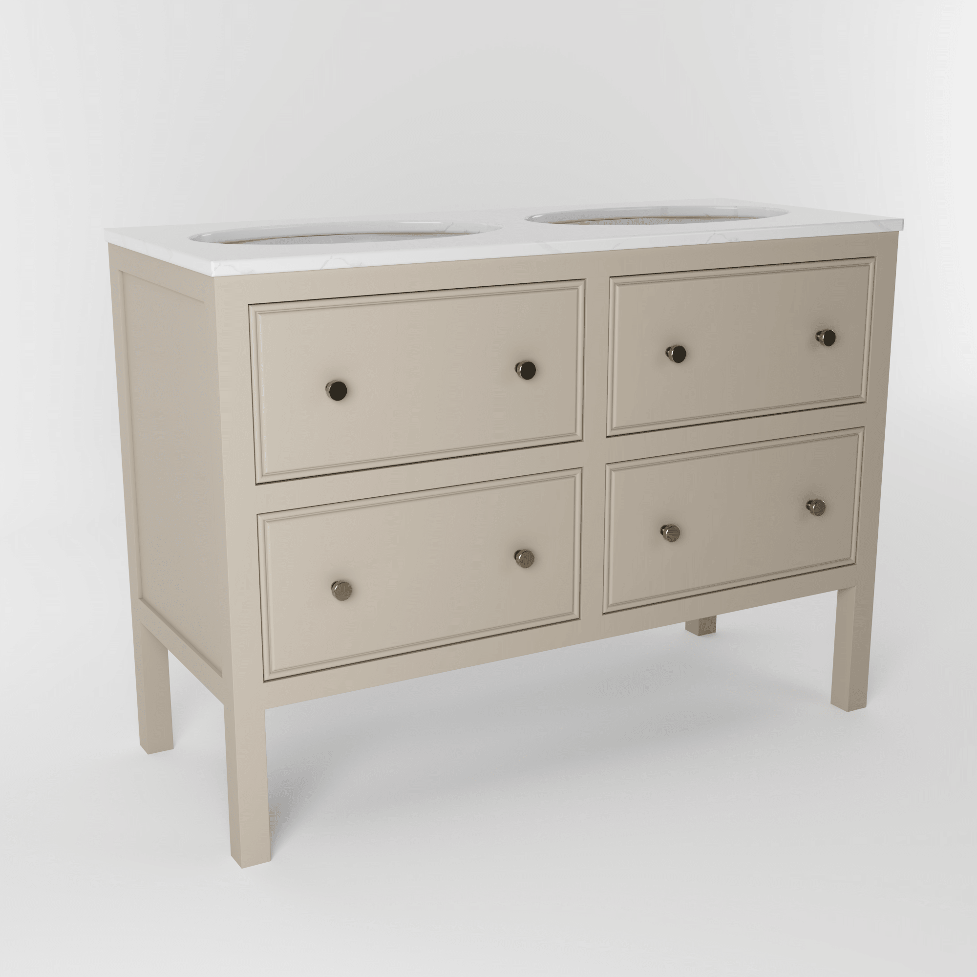 The Chester | Undermounted | Painted Beaded Double Vanity 1200mm Elephants Breath - Mockridge Design
