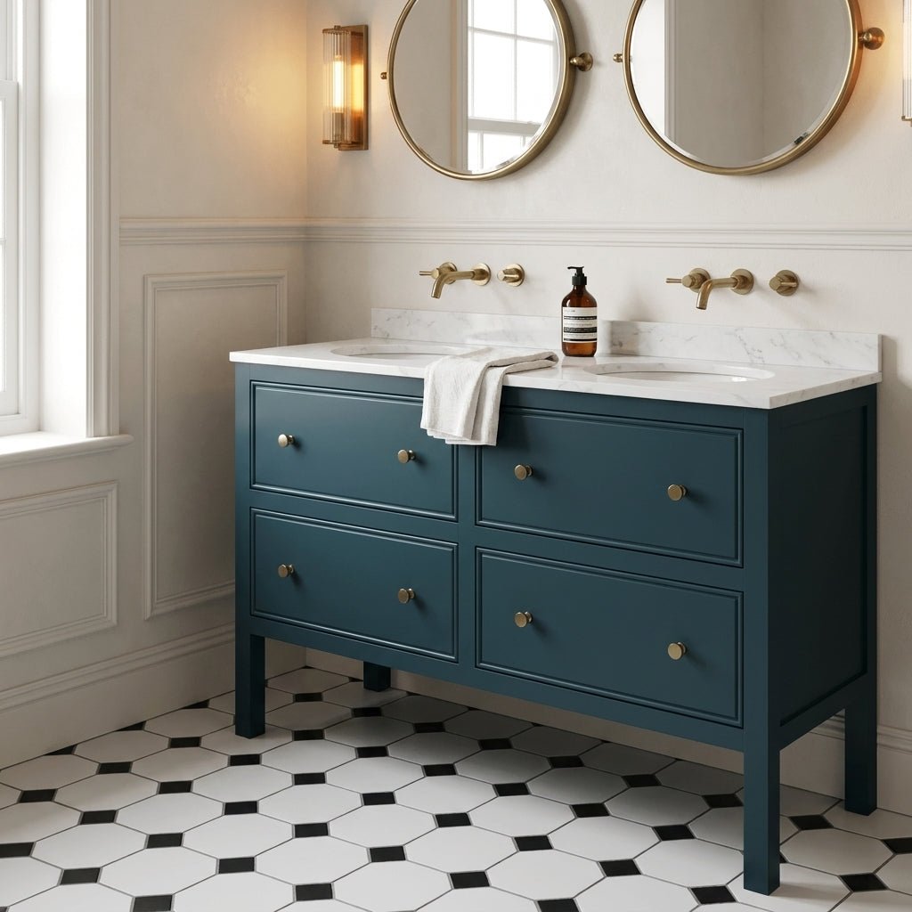 The Chester | Undermounted | Painted Beaded Double Vanity 1200mm Stiffkey Blue - Mockridge Design