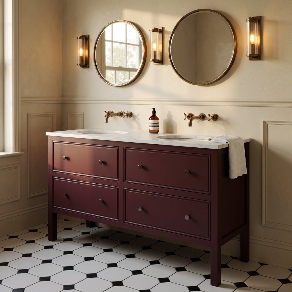 The Chester | Undermounted | Painted Beaded Double Vanity 1400mm Brinjal - Mockridge Design