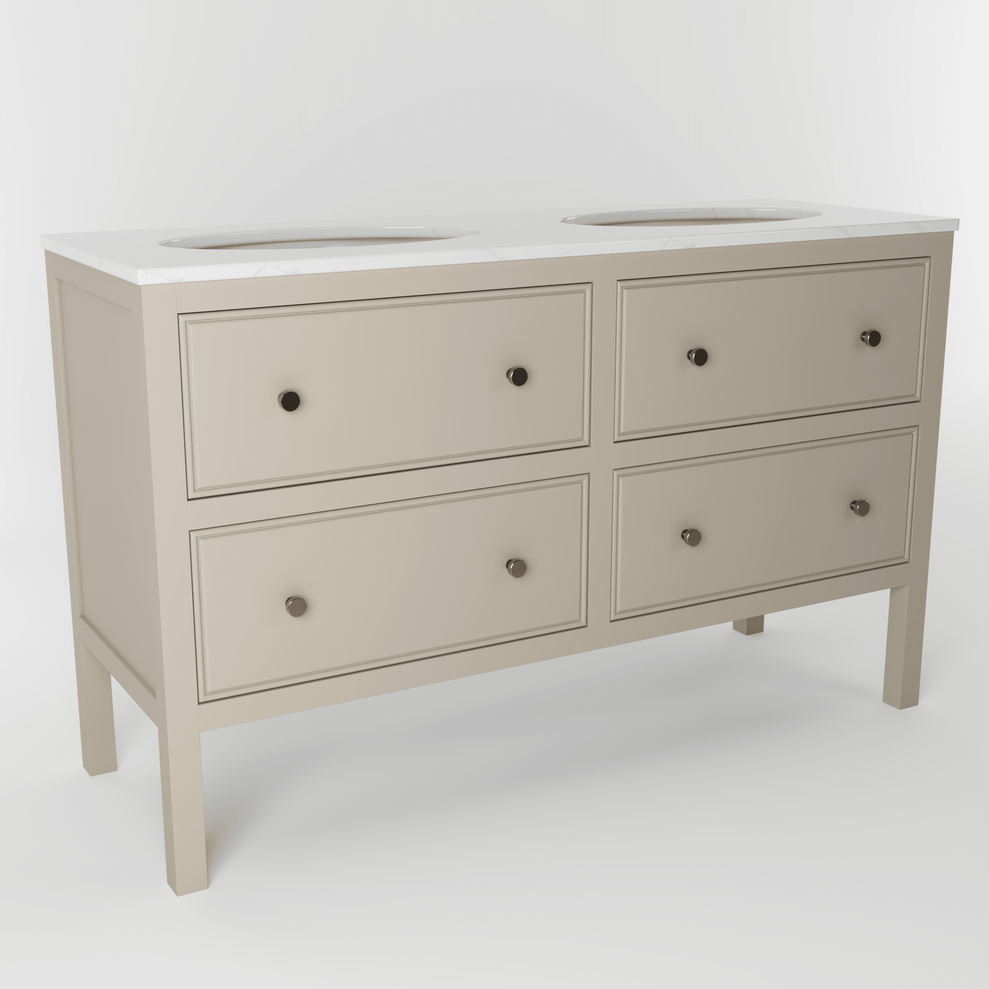 The Chester | Undermounted | Painted Beaded Double Vanity 1400mm Elephants Breath - Mockridge Design