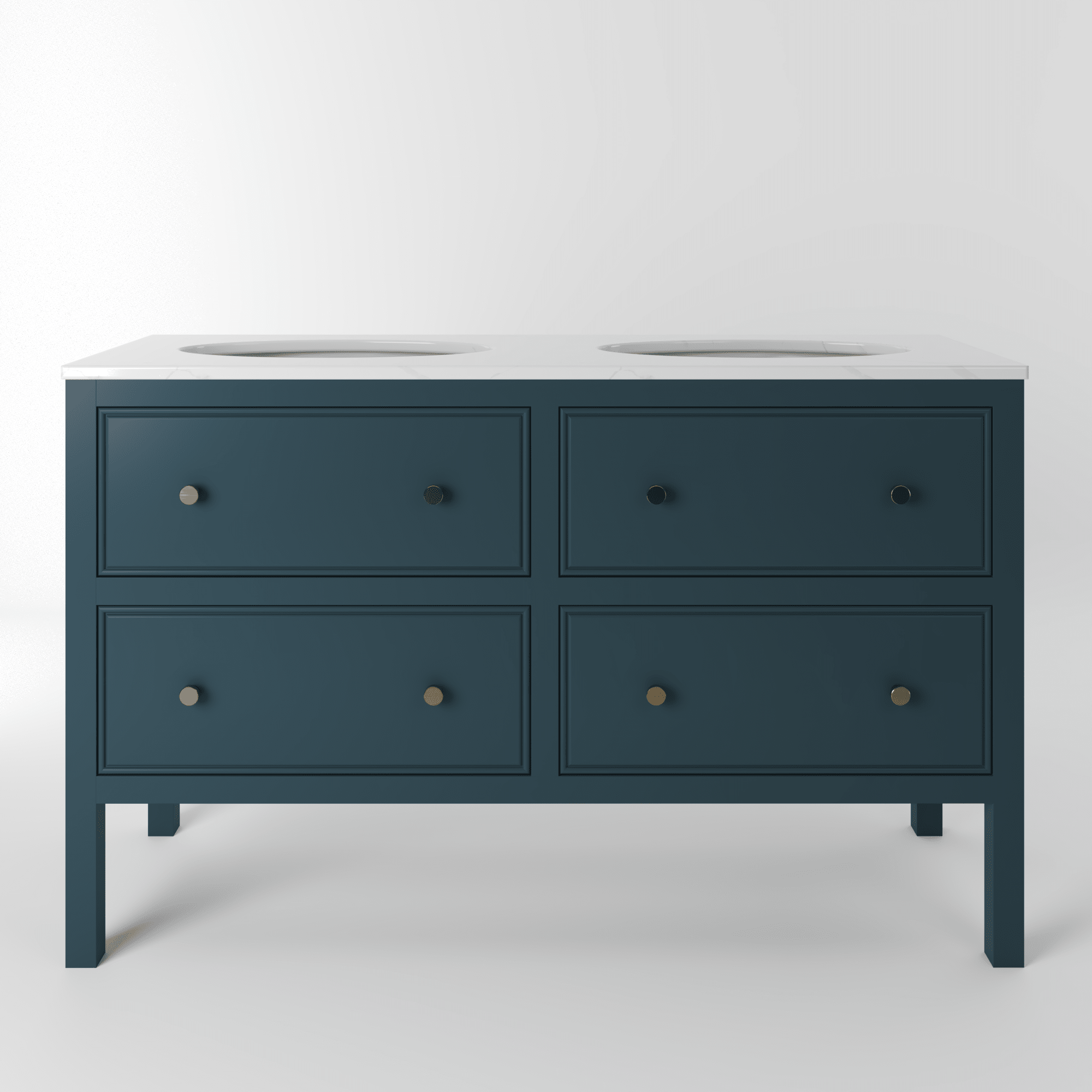 The Chester | Undermounted | Painted Beaded Double Vanity 1400mm Stiffkey Blue - Mockridge Design