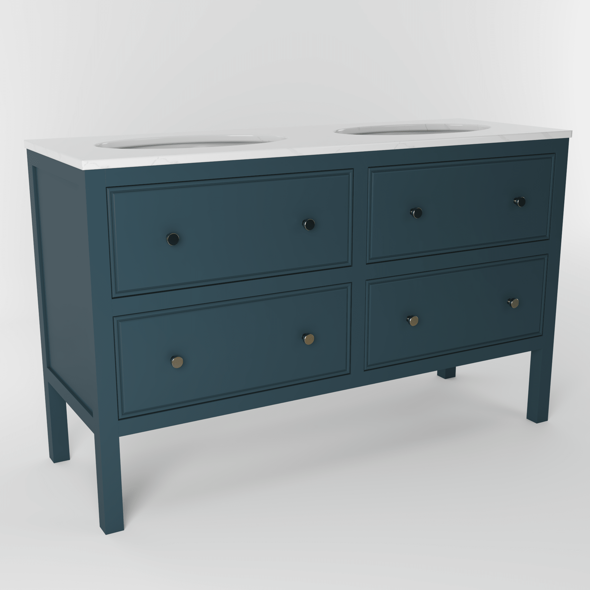 The Chester | Undermounted | Painted Beaded Double Vanity 1400mm Stiffkey Blue - Mockridge Design