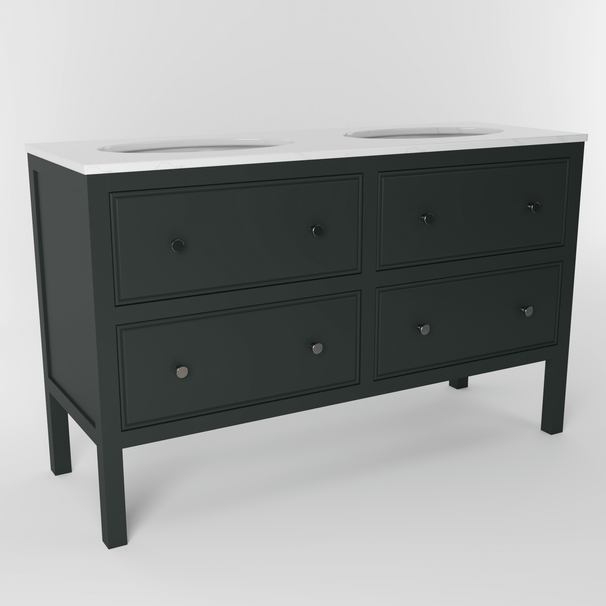 The Chester | Undermounted | Painted Beaded Double Vanity 1400mm Studio Green - Mockridge Design