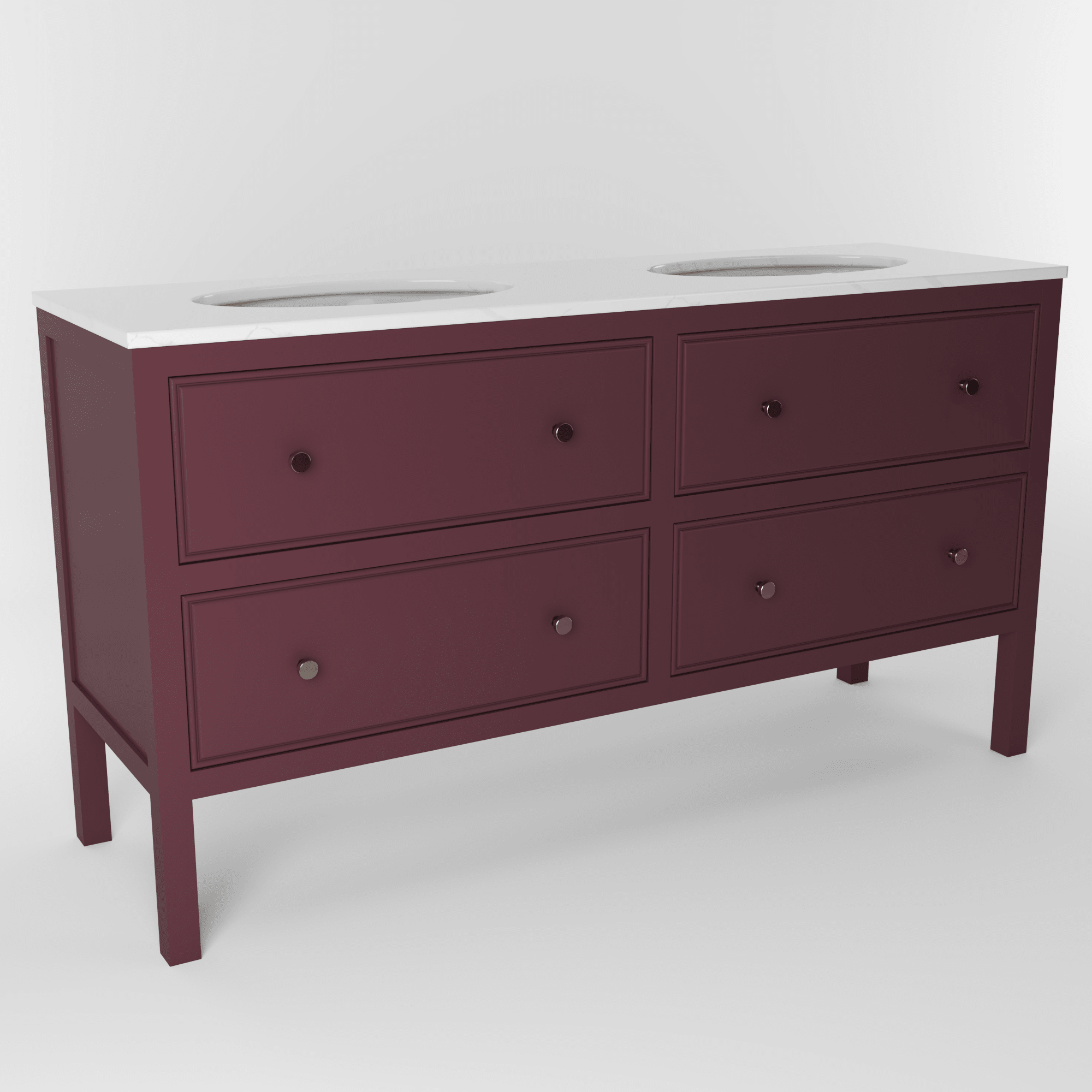 The Chester | Undermounted | Painted Beaded Double Vanity 1600mm Brinjal - Mockridge Design
