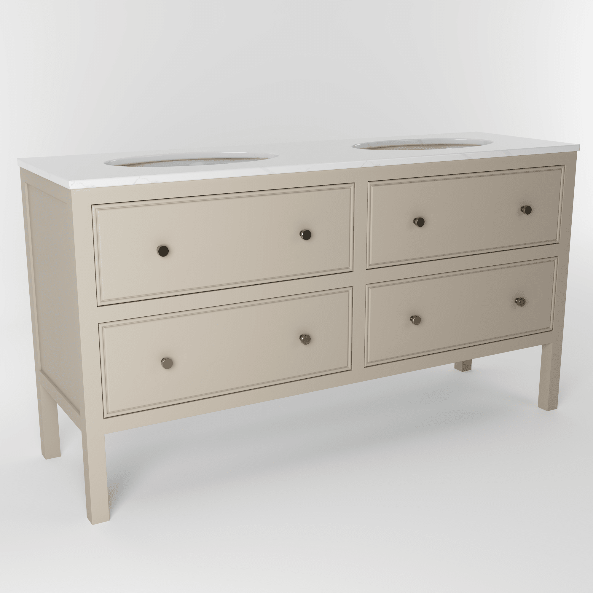 The Chester | Undermounted | Painted Beaded Double Vanity 1600mm Elephants Breath - Mockridge Design
