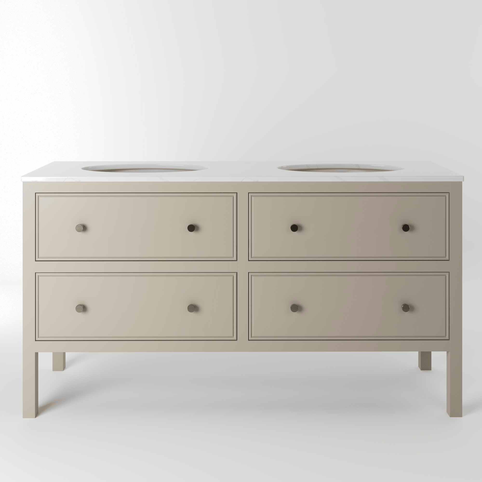 The Chester | Undermounted | Painted Beaded Double Vanity 1600mm Elephants Breath - Mockridge Design