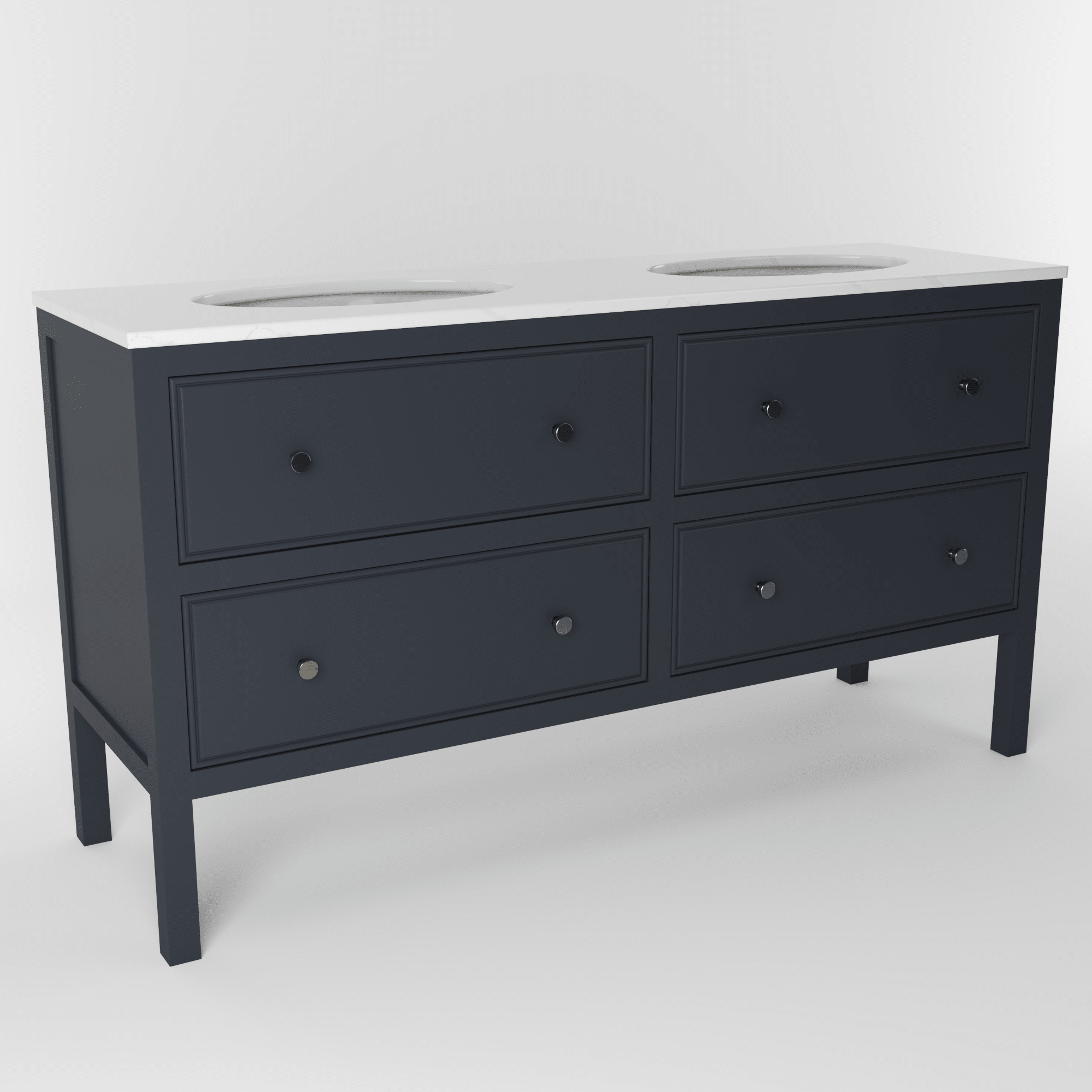 The Chester | Undermounted | Painted Beaded Double Vanity 1600mm Railings - Mockridge Design