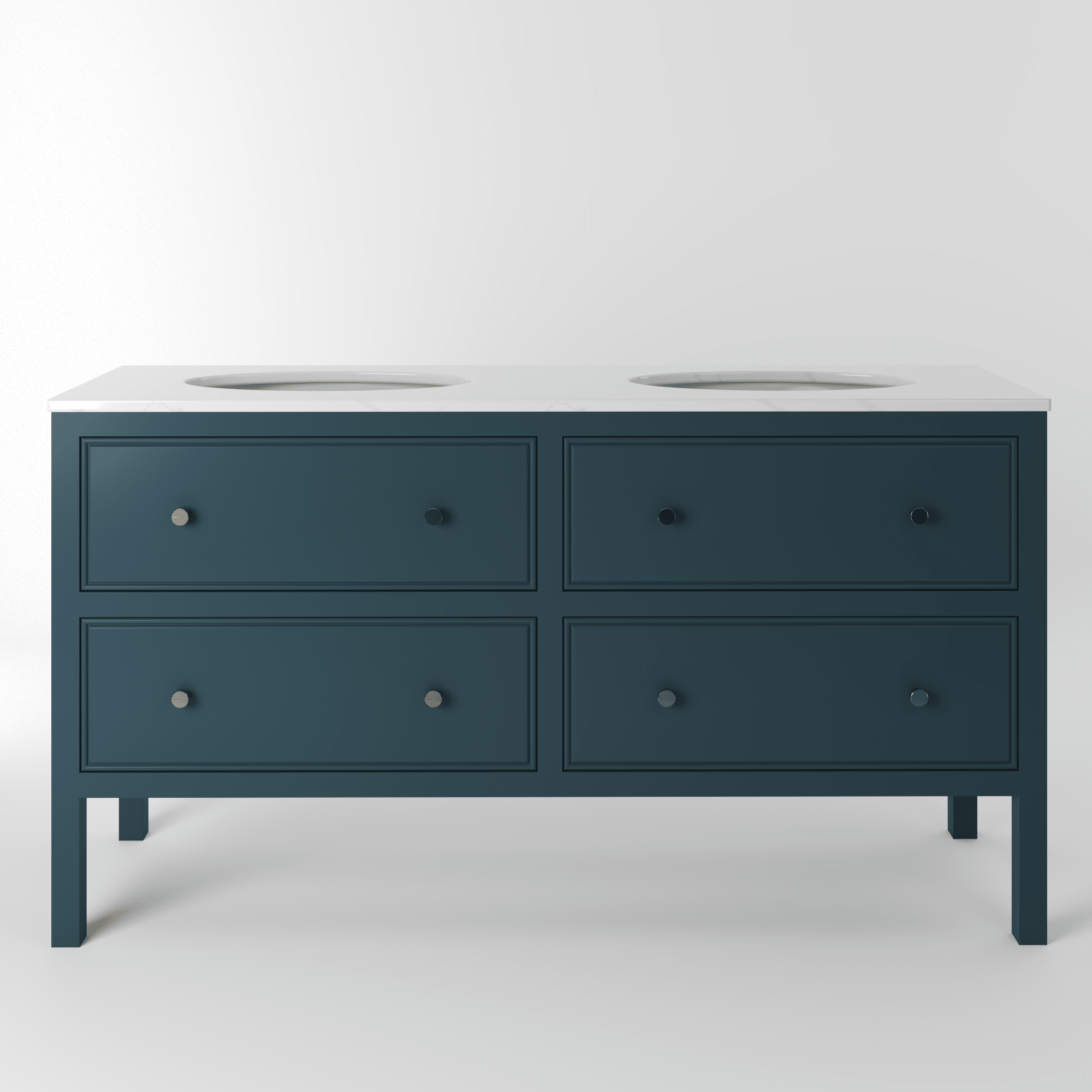 The Chester | Undermounted | Painted Beaded Double Vanity 1600mm Stiffkey Blue - Mockridge Design
