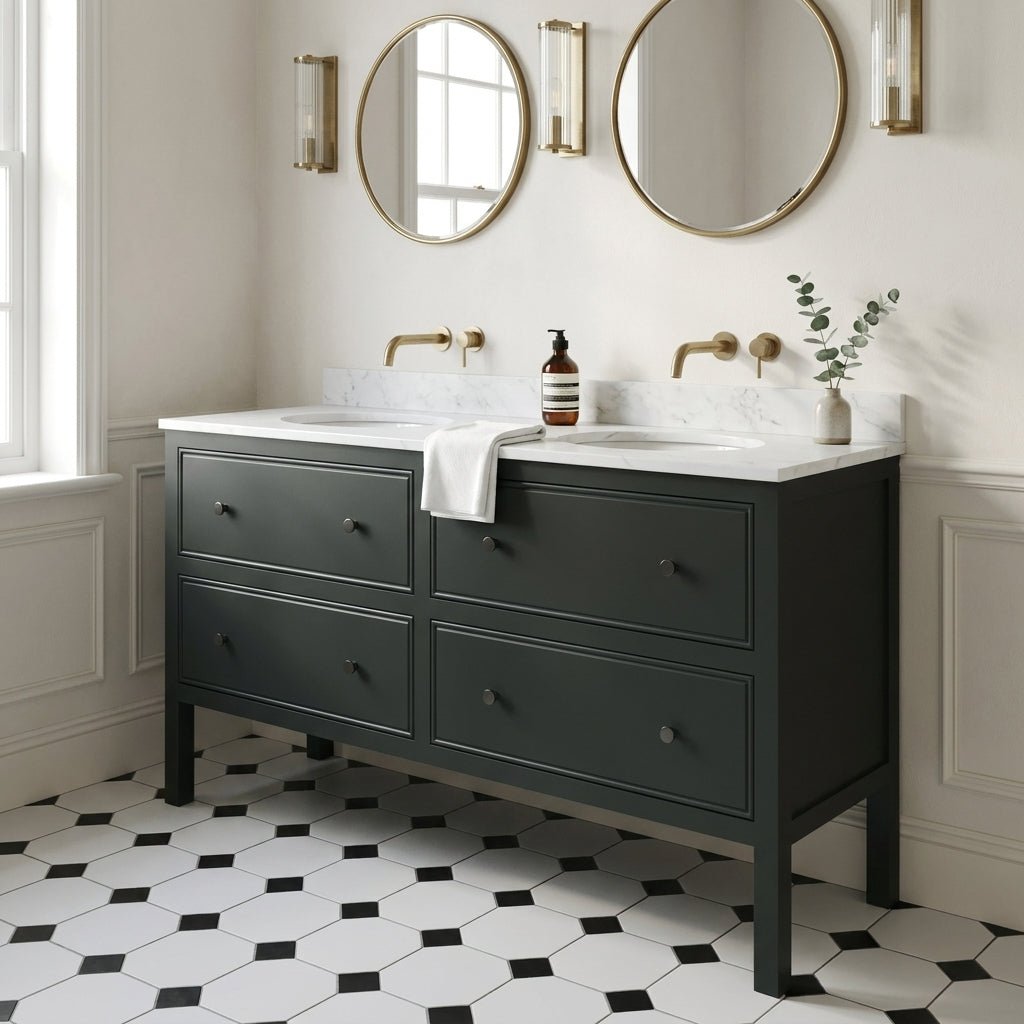 The Chester | Undermounted | Painted Beaded Double Vanity 1600mm Studio Green - Mockridge Design