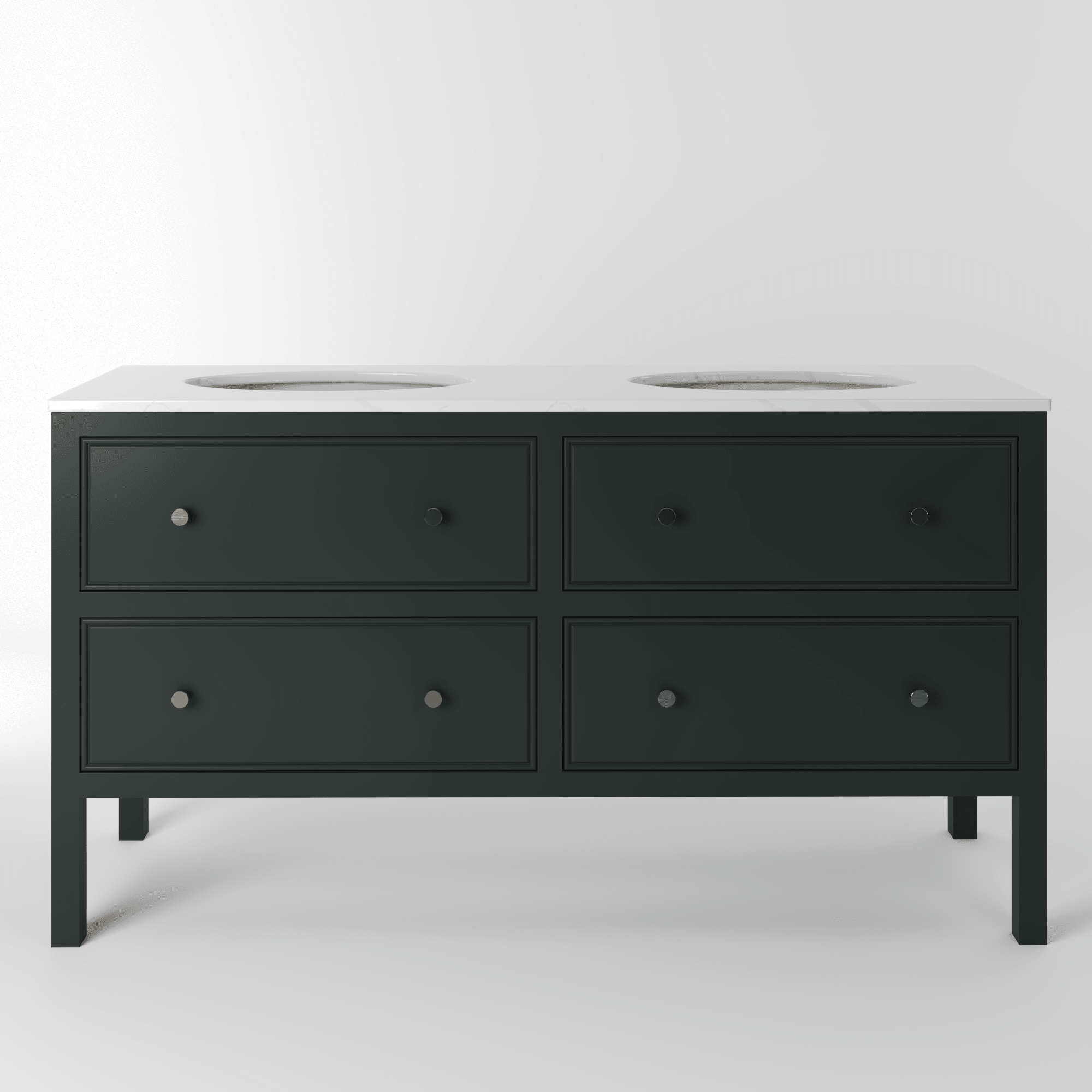 The Chester | Undermounted | Painted Beaded Double Vanity 1600mm Studio Green - Mockridge Design