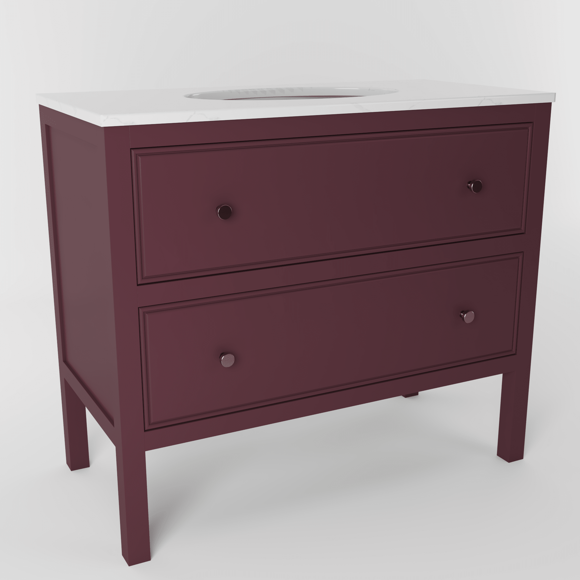 The Chester | Undermounted | Painted Beaded Vanity 1000mm Brinjal - Mockridge Design